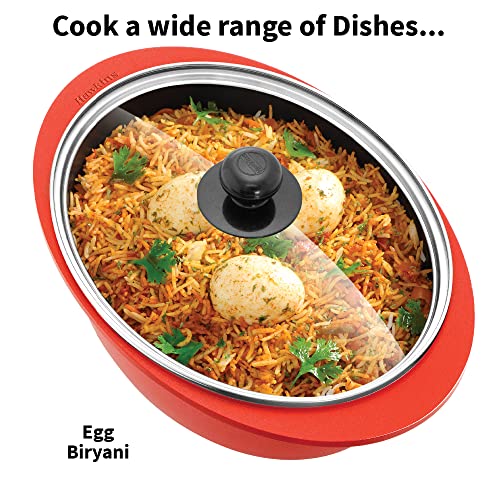 Hawkins 3 Litre Dutch Oven, Nonstick Biryani Pot, Red Ceramic Coated Casserole, Cooking Pot, Saute Pan, Red (DCDO3G)