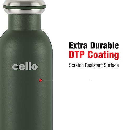 Cello Duro Tuff Steel Series Mac Flask, 900ml, Green | Hot and Cold Stainless Steel Water Bottle | Durable DTP Coating |Vacuum Insulated Bottle for Travel, Home, Office, School