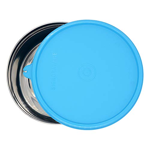 Signoraware Classic Steel Round Container (Small), 650 ml, 1 Piece, Sky Blue