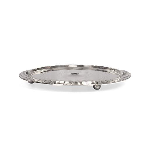 Borosil Large Nickel Akhand Diya Decorative Glass Oil Lamp | Tea Light Holder | Diya with Borosilicate Glass | Puja Dia for Mandir | Lantern Diya with Glass Cover, Nickel Diya