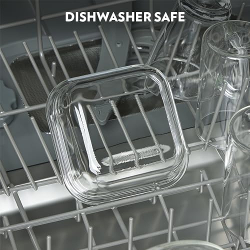 Borosil Klip n Store Lunchbox with Bag | Set of 2 Square Container (320ml Each) | Made in India Borosilicate Glass | Microwave & Dishwasher Safe | Tiffin for Office/School/College | Horizontal