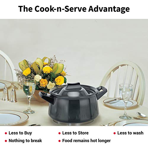 Hawkins Futura 3 Litre Handi, Hard Anodised Sauce Pan and Lid, Saucepan with Two Short Handles, Biryani Handi, Black (AH3S), Aluminium