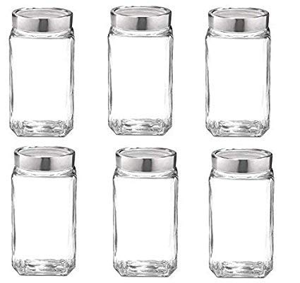 Cello Cube Glass Jar (Transparent, 2250ml)