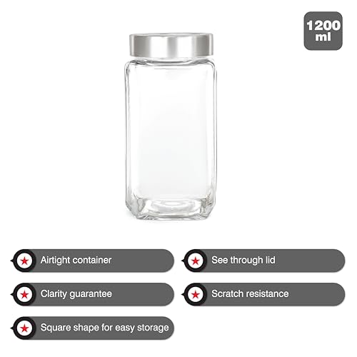 Cello Cube Glass Jar (Transparent, 2250ml)