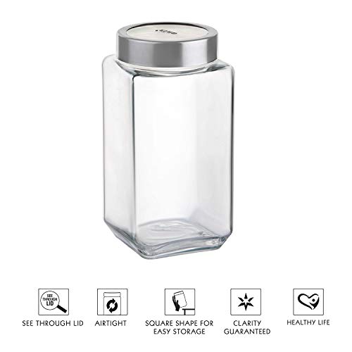Cello Cube Glass Jar (Transparent, 2250ml)
