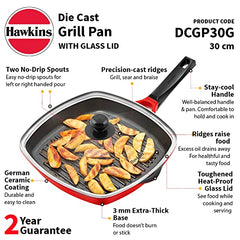 Hawkins 30 cm Grill Pan with Glass Lid, (DCGP30G)
