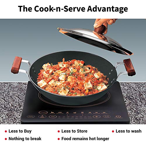 Hawkins Futura 3.75 Litre Deep Fry Pan, Hard Anodised Kadai with Stainless Steel Lid, Flat Bottom Induction Kadhai, Black (IAD375S)