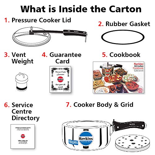 Hawkins 2 Litre Pressure Cooker, Stainless Steel Inner Lid Cooker, Induction Cooker, Silver (HSS20)