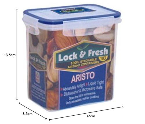 Aristo Houseware Plastic Air Tight Dry Storage system, Lock and Fresh, No 103, 1300ml (Clear)