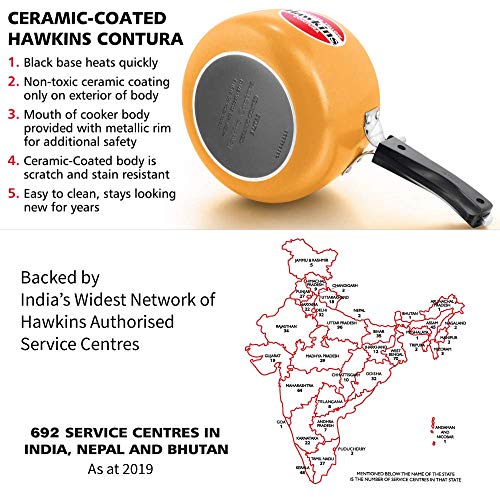 Hawkins 3 Litre Contura Pressure Cooker, Ceramic Coated Handi Inner Lid Cooker, Mustard Yellow (CMY30)
