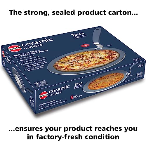 Hawkins Ceramic Nonstick 2.5 Litre Deep Kadhai, Induction Deep Fry Pan with Glass Lid, Granite Kadai (ICK25G)