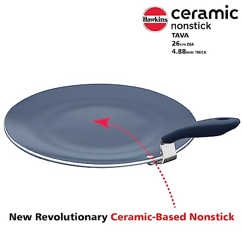 Hawkins Ceramic Nonstick 2.5 Litre Deep Kadhai, Induction Deep Fry Pan with Glass Lid, Granite Kadai (ICK25G)