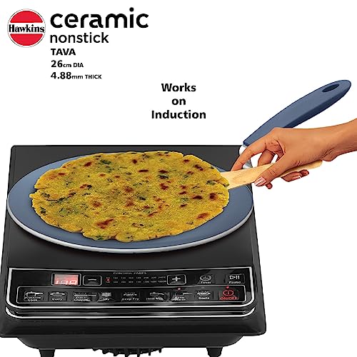 Hawkins Ceramic Nonstick 2.5 Litre Deep Kadhai, Induction Deep Fry Pan with Glass Lid, Granite Kadai (ICK25G)