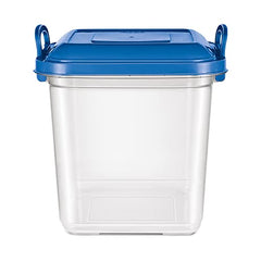 MILTON Silo 18 Plastic Storage Container with Side Lock Handles, 1 Piece, 18 Litres, Blue, Transparent Boxes, Stackable and Nestable Dabba, Kitchen Containers for Grains, Cereals, Atta Box