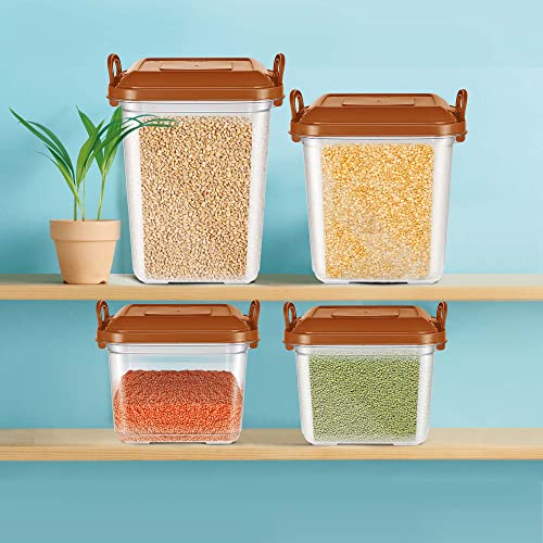 MILTON Silo 18 Plastic Storage Container with Side Lock Handles, 1 Piece, 18 Litres, Blue, Transparent Boxes, Stackable and Nestable Dabba, Kitchen Containers for Grains, Cereals, Atta Box