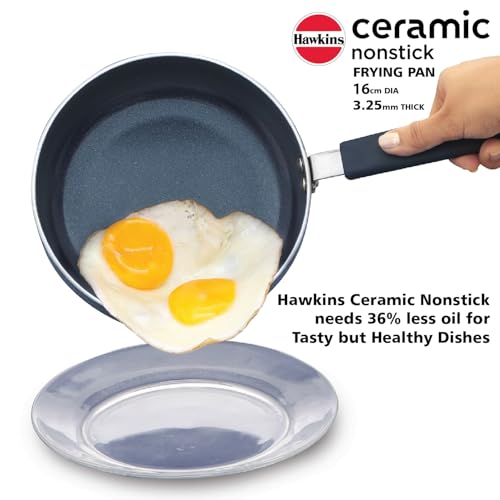 Hawkins Ceramic Nonstick 2.5 Litre Deep Kadhai, Induction Deep Fry Pan with Glass Lid, Granite Kadai (ICK25G)