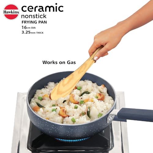 Hawkins Ceramic Nonstick 2.5 Litre Deep Kadhai, Induction Deep Fry Pan with Glass Lid, Granite Kadai (ICK25G)
