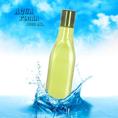 Varmora Aqua Flora - Transparent Water Bottle - 1 litre - BPA-Free & Food Grade Plastic - Pack Of 4 - Multi-Color - Brown-Grey-Blue-Green