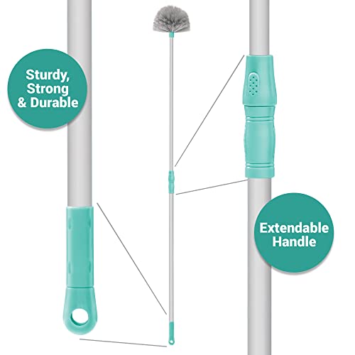 Spotzero by Milton Plastic Web Blaster Jala Cleaning Broom/Brush with Long Extendable Handle and Flexible bristles (Aqua Green)