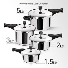 Milton ProCook Triply Pressure Cooker Stainless Steel with Outer Lid, 5 Litres, Induction and Gas Stove Compatible, Gasket Release System, 5 Years Warranty, ISI Certified, Silver