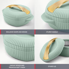MILTON plastic Oyster Jr. Gift Set PU Insulated Casserole, Set of 3 (455 ml, 860 ml, 1275 ml), Light Green, BPA Free, Food Grade, Hot and Cold, Easy to Carry, Easy to Store, Chapati, Roti, Curd Maker
