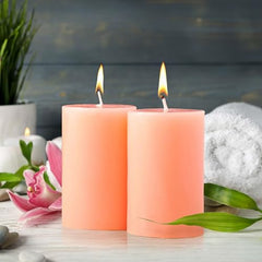 IRIS Peach & Pomegranate Fragranced Pillar Candles Set of 2 - Premium Aromatherapy Candles for Relaxation, Long-Lasting Burn, Elegant Home Décor, Ideal for Gifting