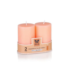 IRIS Peach & Pomegranate Fragranced Pillar Candles Set of 2 - Premium Aromatherapy Candles for Relaxation, Long-Lasting Burn, Elegant Home Décor, Ideal for Gifting