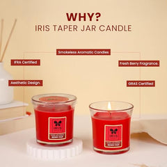 IRIS Taper Jar Candle - Berry Pop Fragranced - Pack of 1.
