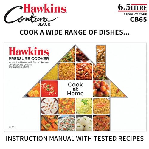 Hawkins 6.5 Litre Contura Black Pressure Cooker, Hard Anodised Inner Lid Cooker, Handi Cooker, Black (CB65) 6.5 Liter