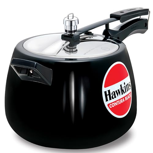 Hawkins 6.5 Litre Contura Black Pressure Cooker, Hard Anodised Inner Lid Cooker, Handi Cooker, Black (CB65) 6.5 Liter