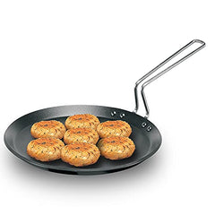 Hawkins Futura 26 cm Flat Tava, Non Stick Tawa with Stainless Steel Handle, Tawa with Rim, Pancake Pan, Flat Pan, Black (NFT26)