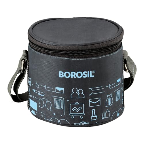 Borosil Carry Fresh Stainless Steel Lunchbox | 2 pc Round Container Set (280ml Each) | Tiffin for Office, School & College with Food Grade Steel | Leakproof & Dishwasher Safe | 1 Year Warranty