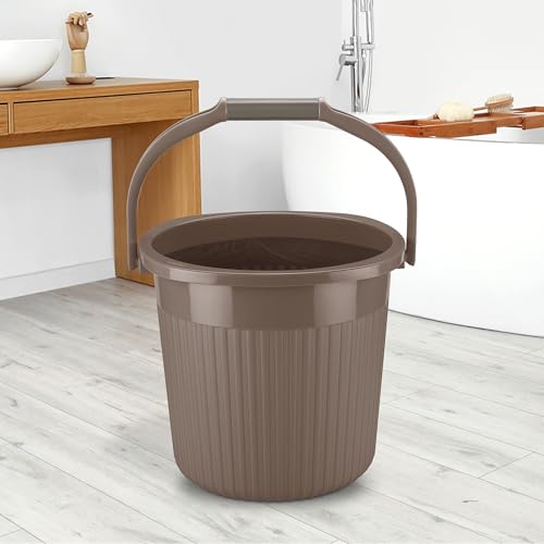 Milton Ritz 20 Plastic Bucket with Handle, 18 litres, Biskit | Home | Bathing | Storage | Bathroom | Multipurpose | Easy to Carry