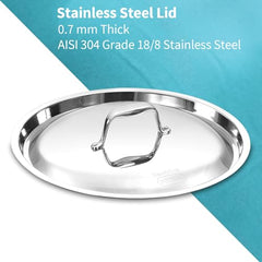 Hawkins Pro 3.5 Litre Deep-Fry Pan, Triply Stainless Steel Kadhai with Stainless Steel Handles and Stainless Steel Lid, Silver (PSK35S)