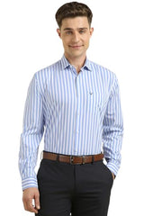Allen Solly Men's Striped Slim Fit Shirt (ASSFQSPPN63679_Light Blue
