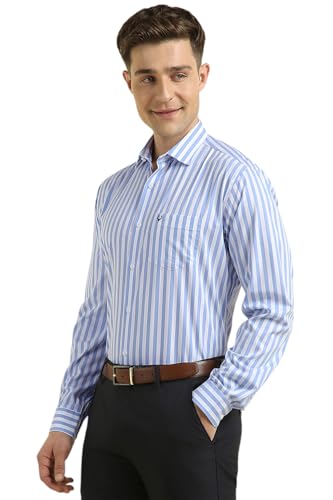 Allen Solly Men's Striped Slim Fit Shirt (ASSFQSPPN63679_Light Blue
