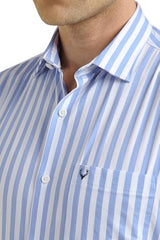 Allen Solly Men's Striped Slim Fit Shirt (ASSFQSPPN63679_Light Blue
