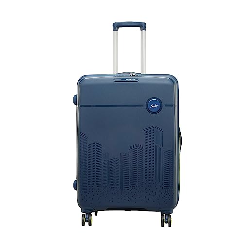 Skybags Cityscape 79 Polypropylene Hardsided Large Size Wheels Anti Theft Zipper Blue Suitcase