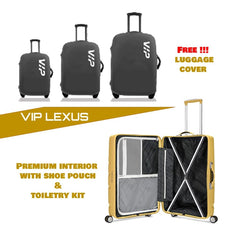 VIP Lexus Hardside Spinner Luggage with Flushed TSA Lock, PP Shell, Dual Wheels, Anti-Theft Zipper, Free Luggage Cover