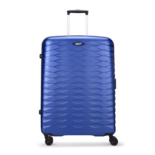 VIP Plastic Crusade Trolley Bag 0 360° With Hard Spinner Wheels Met.Navyblu, Large