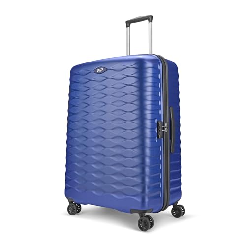 VIP Plastic Crusade Trolley Bag 0 360° With Hard Spinner Wheels Met.Navyblu, Large