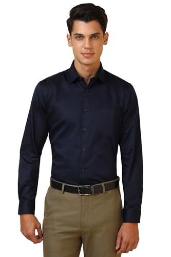 Allen Solly Men's Solid Slim Fit Shirt (ASSFQSPPV43965_Navy
