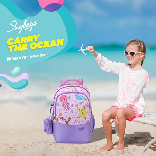 Skybags Ruby 02 1 Liters Printed Premium Polyester Fabric School Backpack for Kids with Multiple Compartments and Adjustable Strap - Girls