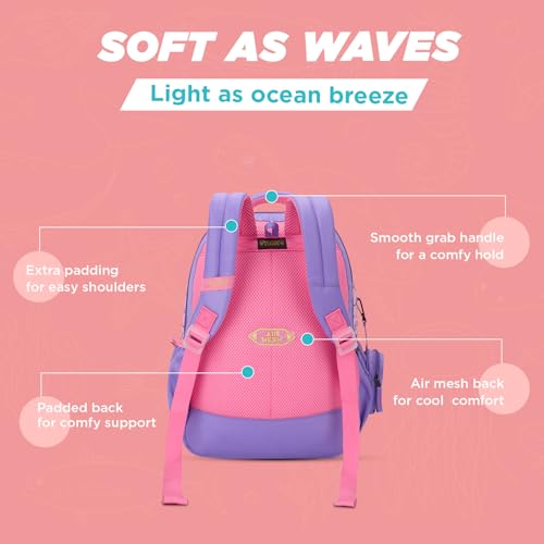 Skybags Ruby 02 1 Liters Printed Premium Polyester Fabric School Backpack for Kids with Multiple Compartments and Adjustable Strap - Girls