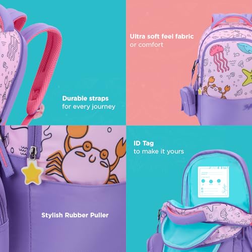 Skybags Ruby 02 1 Liters Printed Premium Polyester Fabric School Backpack for Kids with Multiple Compartments and Adjustable Strap - Girls