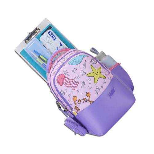 Skybags Ruby 02 1 Liters Printed Premium Polyester Fabric School Backpack for Kids with Multiple Compartments and Adjustable Strap - Girls
