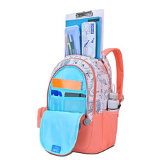 Skybags Ruby 01 School Backpack, Sea Life Pattern, Coral Pink, Multiple Compartments