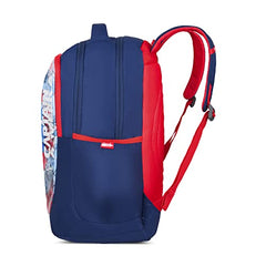 Skybags School Backpack 30L with Rain Cover, 3 Spacious Compartments, Quick Access Front Pocket, ID Tag & Captain America Marvel Print | Navy | Disney
