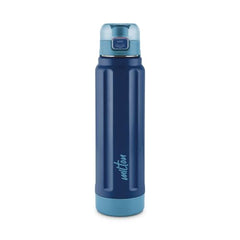 Milton Taurus 900 Steel Thermoware, Inner Stainless Steel, PU Insulated, Leak Proof Water Bottle for School Kids, Office, Gym, Easy to Carry Handle, 665 ml, Dark Blue