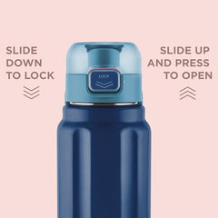 Milton Taurus 900 Steel Thermoware, Inner Stainless Steel, PU Insulated, Leak Proof Water Bottle for School Kids, Office, Gym, Easy to Carry Handle, 665 ml, Dark Blue
